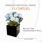 Premium Artificial Grave Flowers – 25cm Blue Rose With Chrysanthemum & Pansy | Memorial Vase Pot