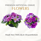 Premium Artificial Grave Flowers – 24cm Purple Rose With Lily & Chrysanthemum | Weighted Pot