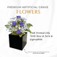 Premium Artificial Grave Flowers – 29cm Blue Frontal Lily With Rose & Fern & Gypsophila | Memorial Vase Pot