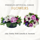 Premium Artificial Grave Flowers – 24cm Lilac Dahlia With Camellia & Anemone | Weighted Pot