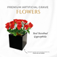 Premium Artificial Grave Flowers – 25cm Red Rosebud With Gypsophila | Memorial Vase Pot