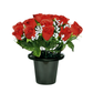 Premium Artificial Grave Flowers – 25cm Red Rosebud With Gypsophila | Memorial Vase Pot