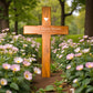 Personalised Mahogany Memorial Cross, Robin – Durable Wooden Grave Marker for Outdoor Use