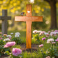 Personalised Mahogany Memorial Cross, Robin – Durable Wooden Grave Marker for Outdoor Use