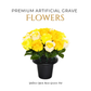 Premium Artificial Grave Flowers – Red Open Roses (25cm) | Memorial Vase Pot