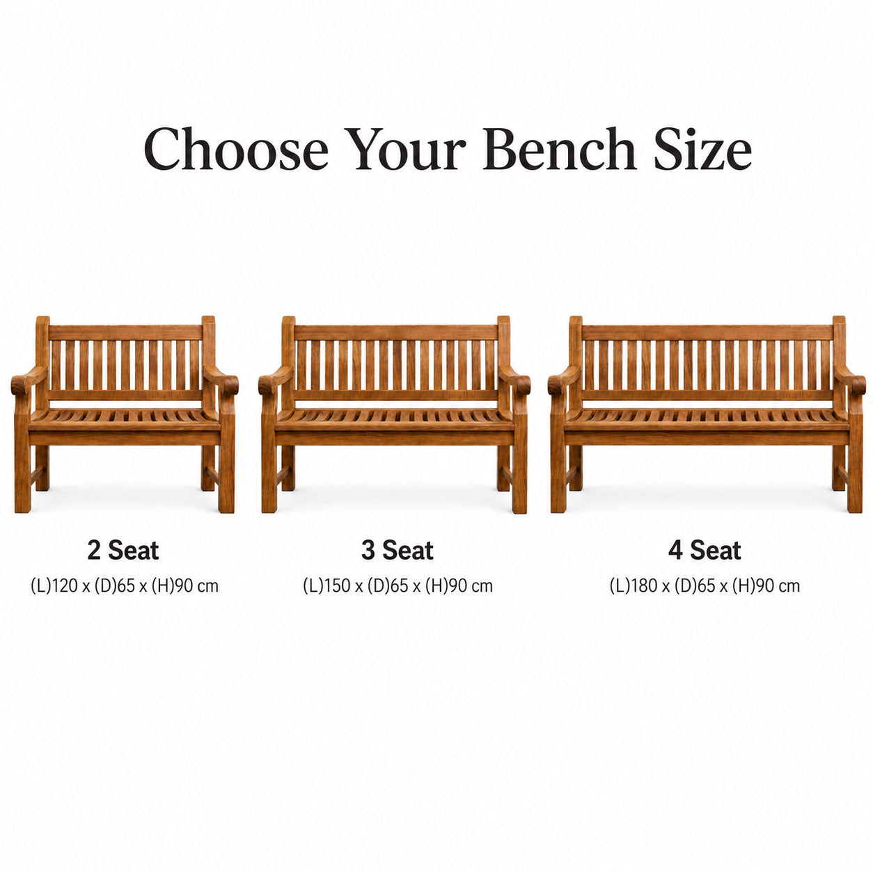 Premium Chunky Teak Memorial Bench, Add Your Personal Engraving