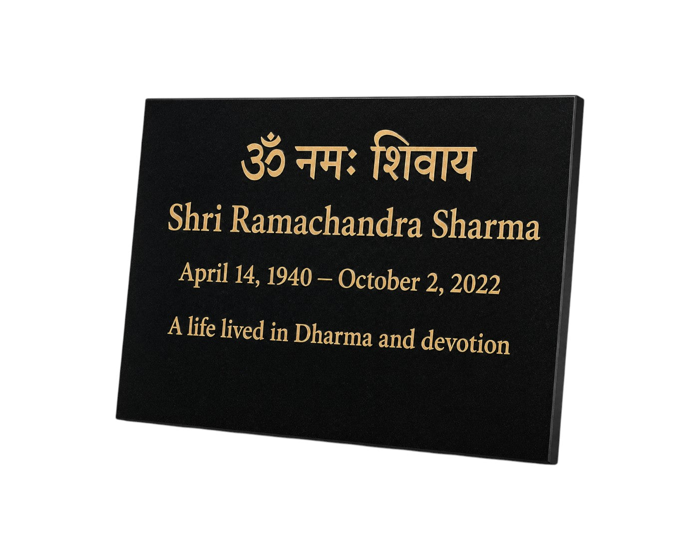 Personalised Granite Memorial Plaque with Stand - Built To Last Forever Hindu