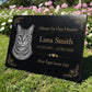 Cat Memorial Granite Photo Plaque - Floral Design