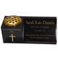 Granite Memorial Vase and Plaque Combination – Cross Design, Solid Granite (16x6x6”) with Flower Pot Insert