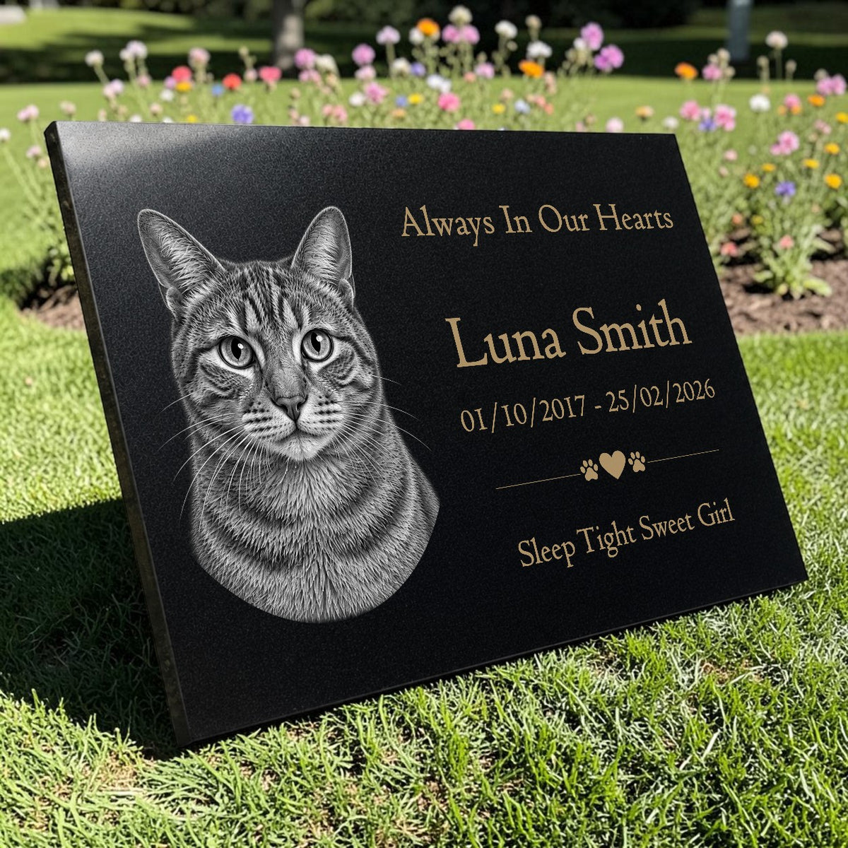 Cat Memorial Granite Photo Plaque