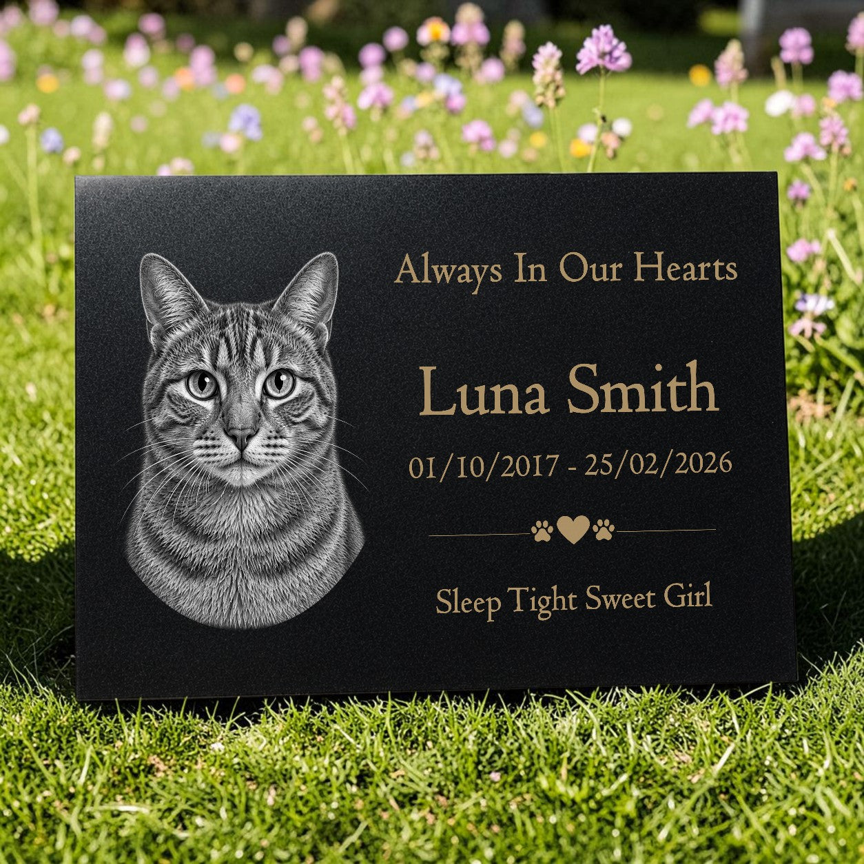 Cat Memorial Granite Photo Plaque