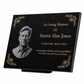 Granite Memorial Plaque, Flower Design, Add a Portrait and Personalised Text, Traditional Engraved Tribute