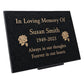 Granite Memorial Plaque, Rose Design, Personalised Engraved Tribute