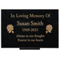 Granite Memorial Plaque, Rose Design, Personalised Engraved Tribute