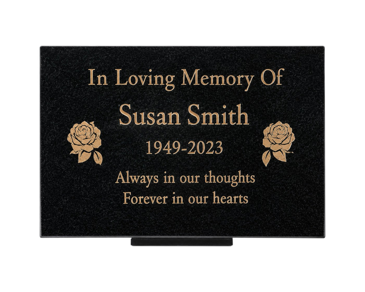 Granite Memorial Plaque, Rose Design, Personalised Engraved Tribute