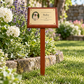 Personalised Mahogany Memorial Plaque on Stake, Dog Photo Design