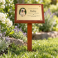 Personalised Mahogany Memorial Plaque on Stake, Dog Photo Design