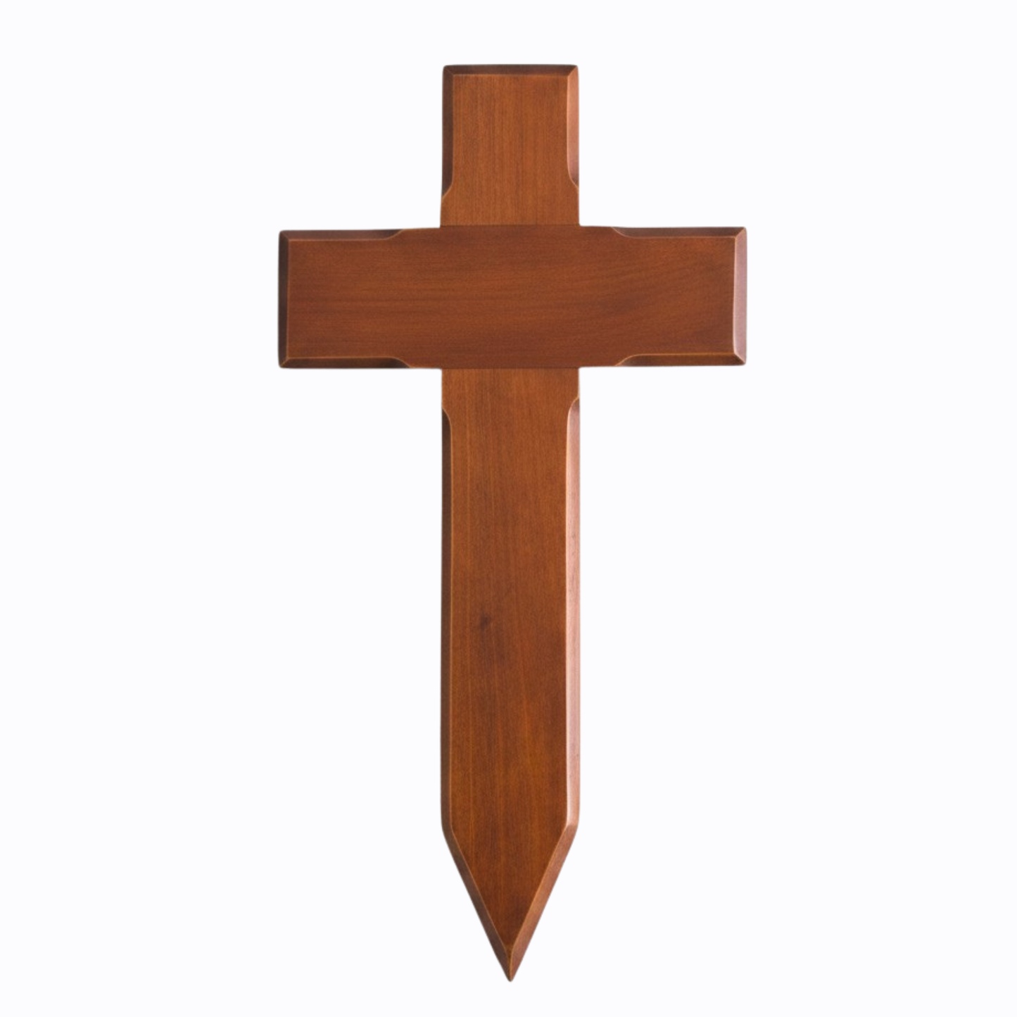 Personalised Mahogany Memorial Cross, Feather – Durable Wooden Grave Marker for Outdoor Use