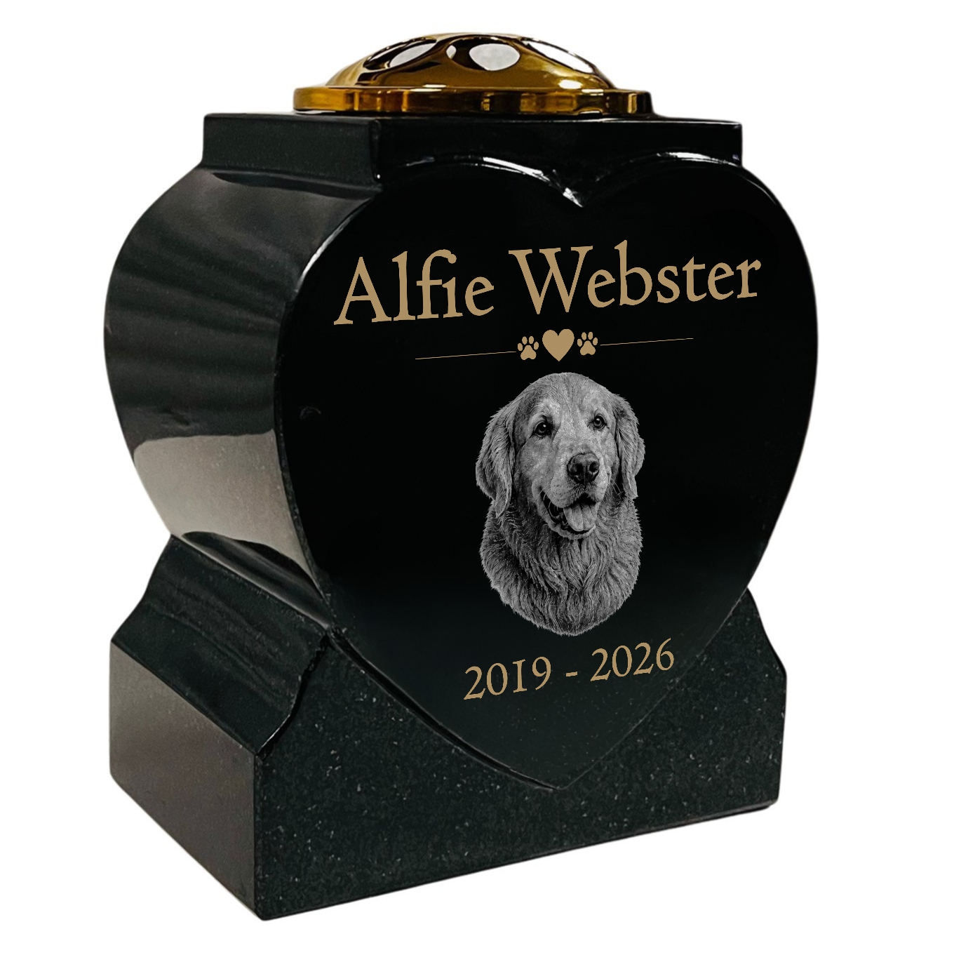 Dog Memorial Granite Heart-Shaped Photo Vase