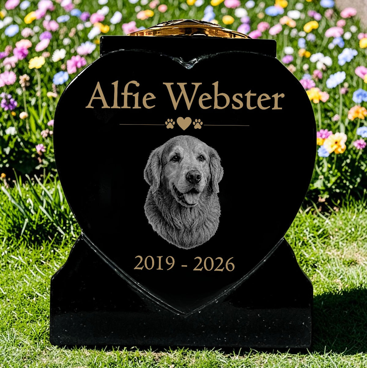 Dog Memorial Granite Heart-Shaped Photo Vase