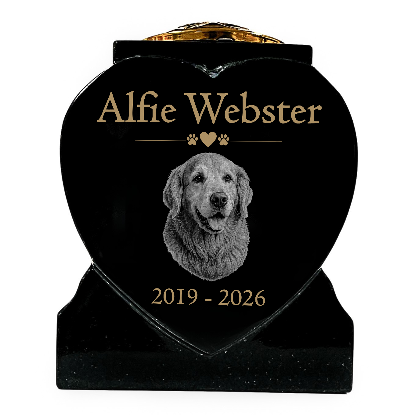 Dog Memorial Granite Heart-Shaped Photo Vase