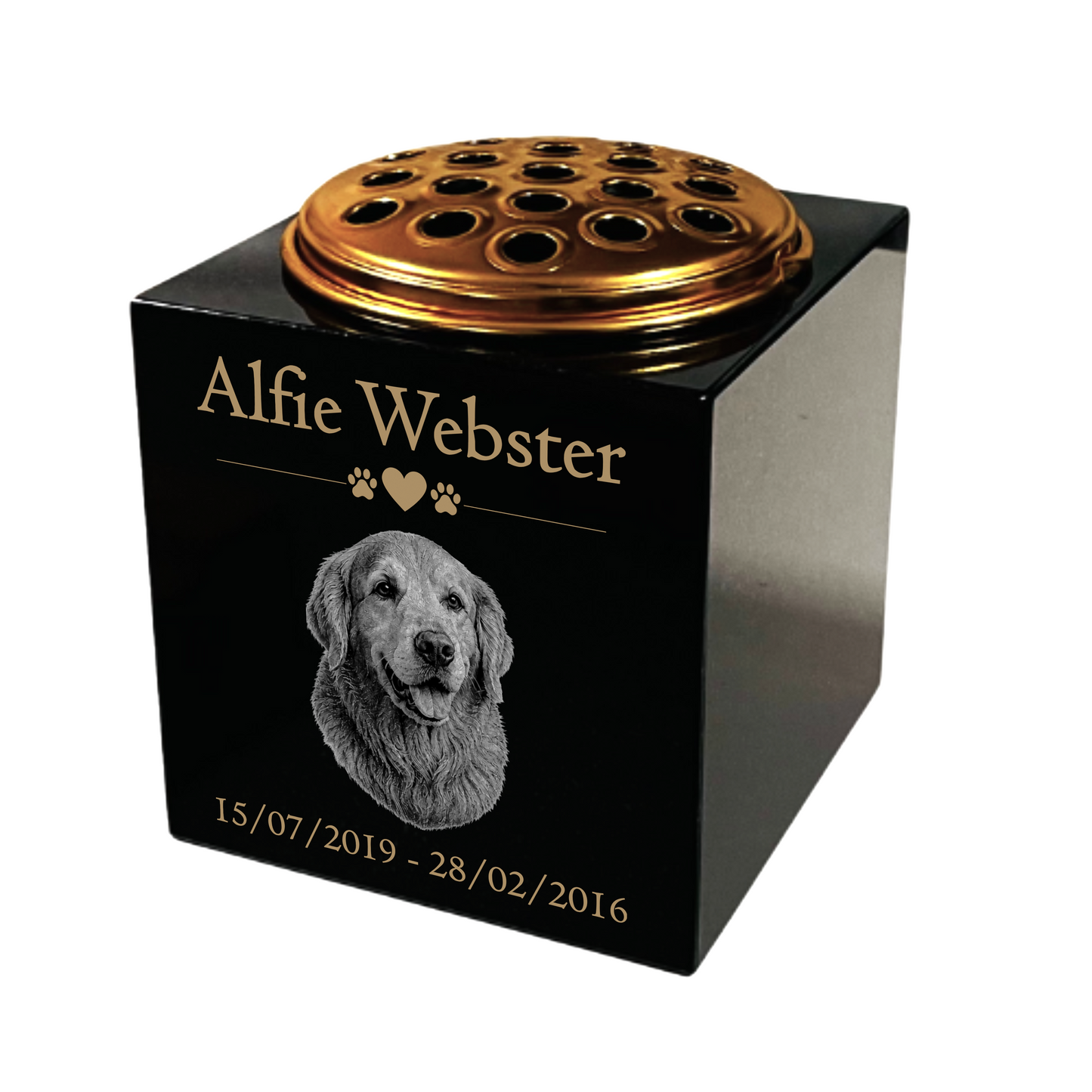 Dog Memorial Granite Photo Vase
