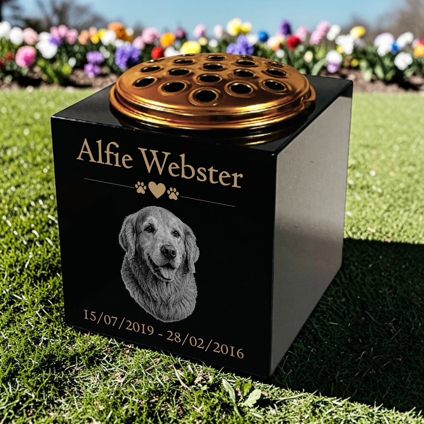Dog Memorial Granite Photo Vase