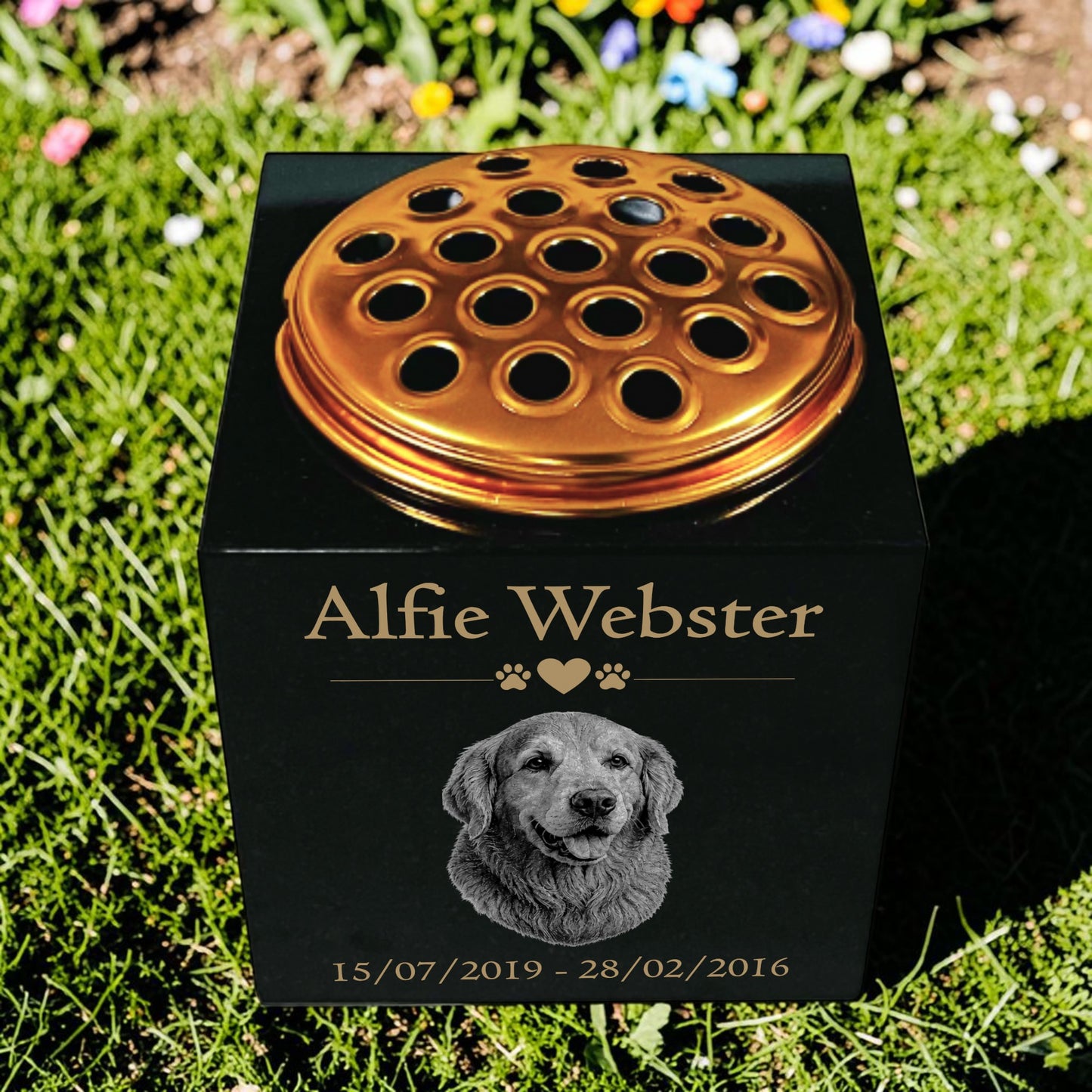 Dog Memorial Granite Photo Vase