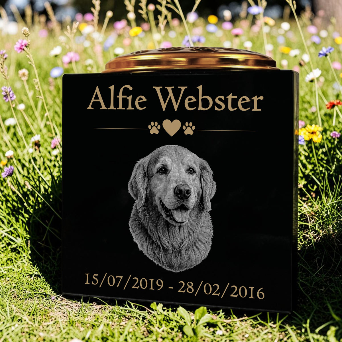 Dog Memorial Granite Photo Vase