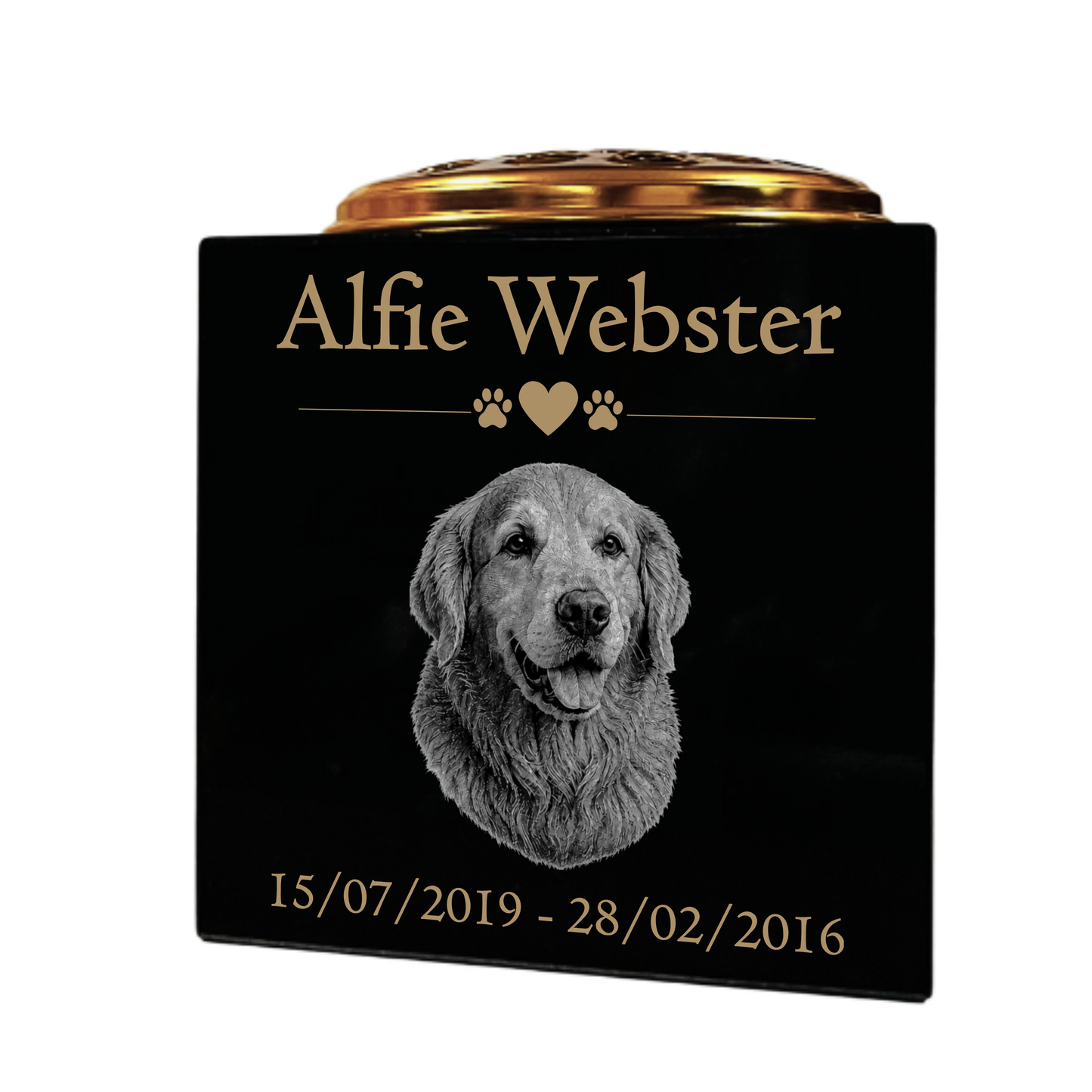 Dog Memorial Granite Photo Vase