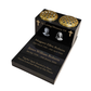 Double Vase & Tablet Granite Memorial, Two Portraits, Two Names, Crosses, Personalised Gold Engraving (18x12x8 inches, approx 43kg)