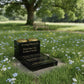 Double Vase & Tablet Granite Memorial, Two Names, Personalised Gold Engraving (18x12x8 inches, approx 43kg)
