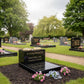 Double Vase & Tablet Granite Memorial, Two Names, Personalised Gold Engraving (18x12x8 inches, approx 43kg)