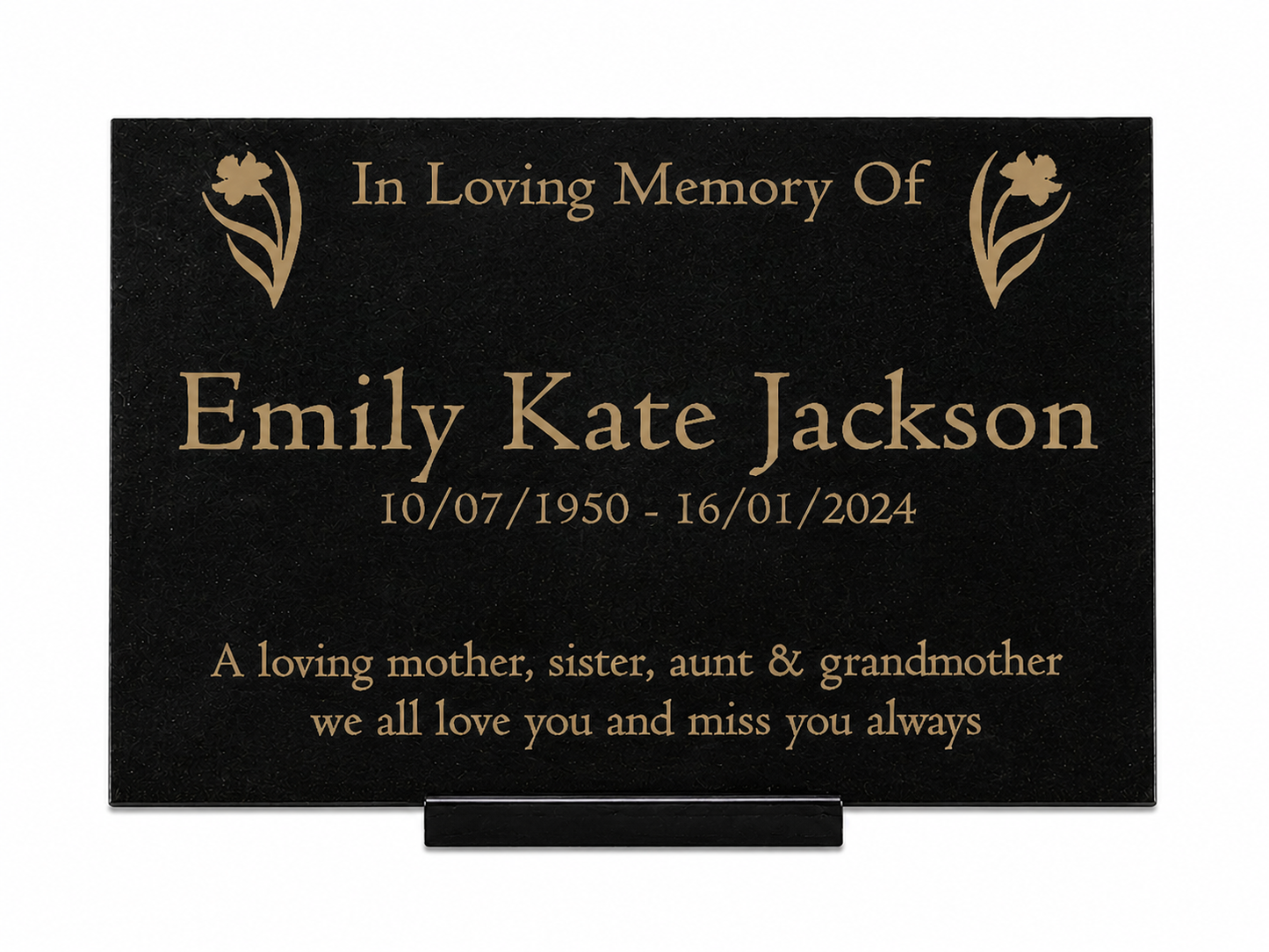 Granite Memorial Plaque, Daffodil Design, Personalised Engraved Tribute