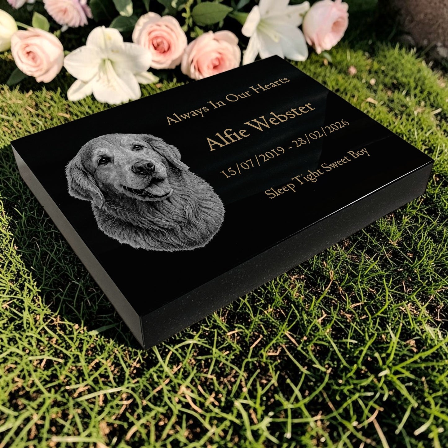 Dog Memorial Granite Photo Tablet