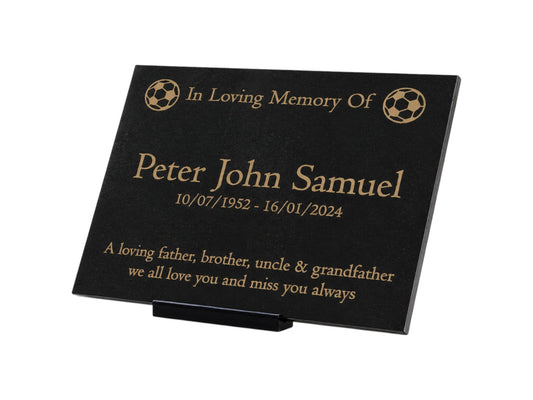 Granite Memorial Plaque, Football, Stand Included