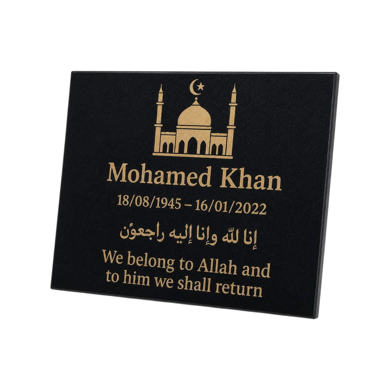 Personalised Granite Memorial Plaque - Built To Last Forever Islam