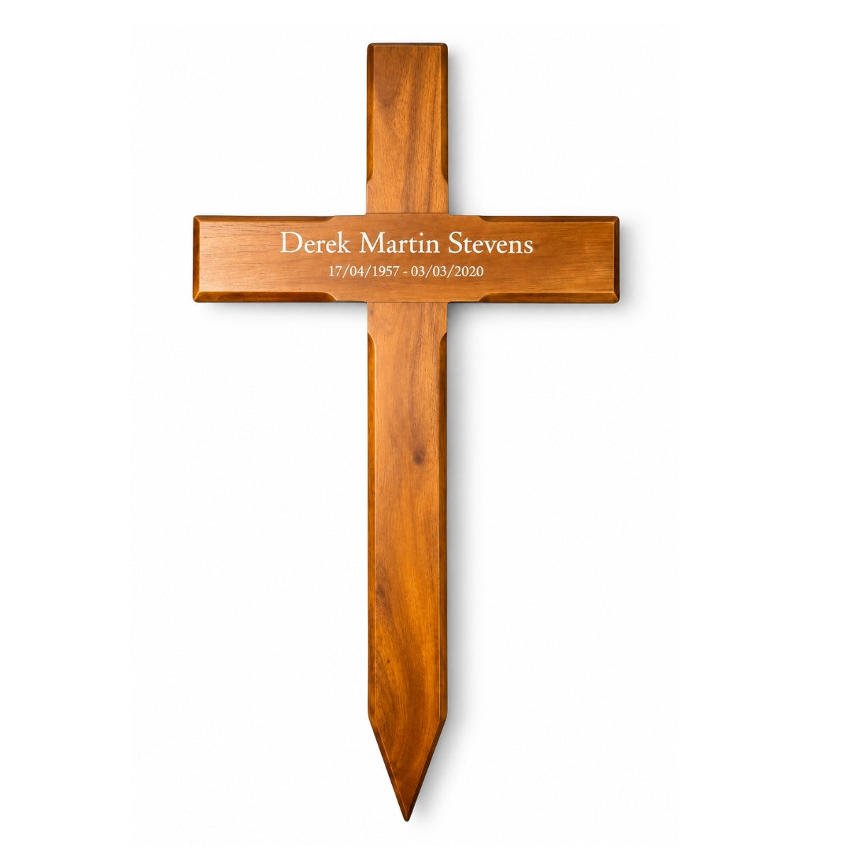 Personalised Mahogany Memorial Cross - 45cm,65cm,130cm – Name & Dates Only