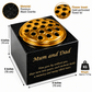 Granite Rectangle-Shaped Memorial Vase, Premium Black with Gold Metal Flower Pot Insert- 6x6x4 Inches
