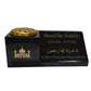 Granite Memorial Vase and Plaque Combination – Islamic Design 2, Solid Granite (16x6x6”) with Flower Pot Insert