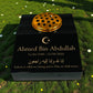 Black Granite Sloping Memorial Desk with Vase – Islamic Design 1, Free Gold Engraving, 12x10x4"