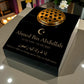 Black Granite Sloping Memorial Desk with Vase – Islamic Design 1, Free Gold Engraving, 12x10x4"