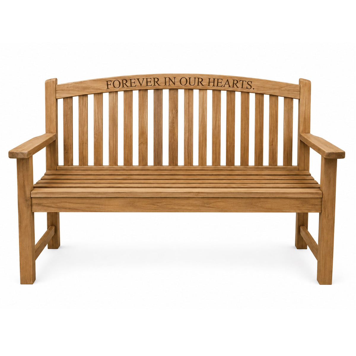 Bowback Teak Memorial Bench – Engraved Directly Into the Wood