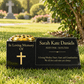 Granite Memorial Vase and Plaque Combination – Cross Design, Solid Granite (16x6x6”) with Flower Pot Insert