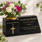 Granite Memorial Vase and Plaque Combination – Cross Design, Solid Granite (16x6x6”) with Flower Pot Insert
