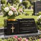 Granite Memorial Vase and Plaque Combination – Cross Design, Solid Granite (16x6x6”) with Flower Pot Insert