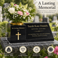 Granite Memorial Vase and Plaque Combination – Cross Design, Solid Granite (16x6x6”) with Flower Pot Insert