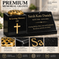 Granite Memorial Vase and Plaque Combination – Cross Design, Solid Granite (16x6x6”) with Flower Pot Insert