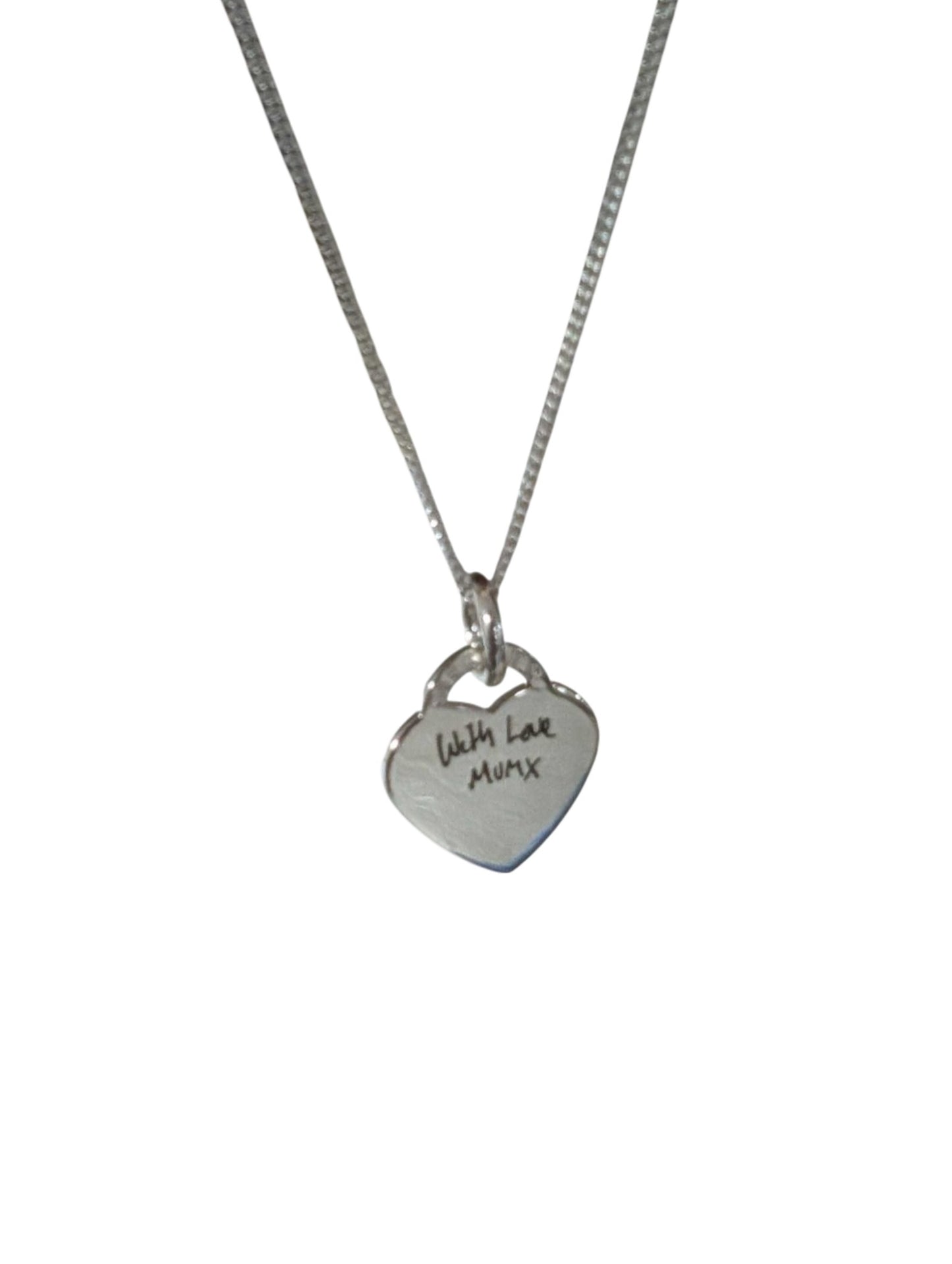 Sterling Silver Personalised Heart Handwriting Necklace