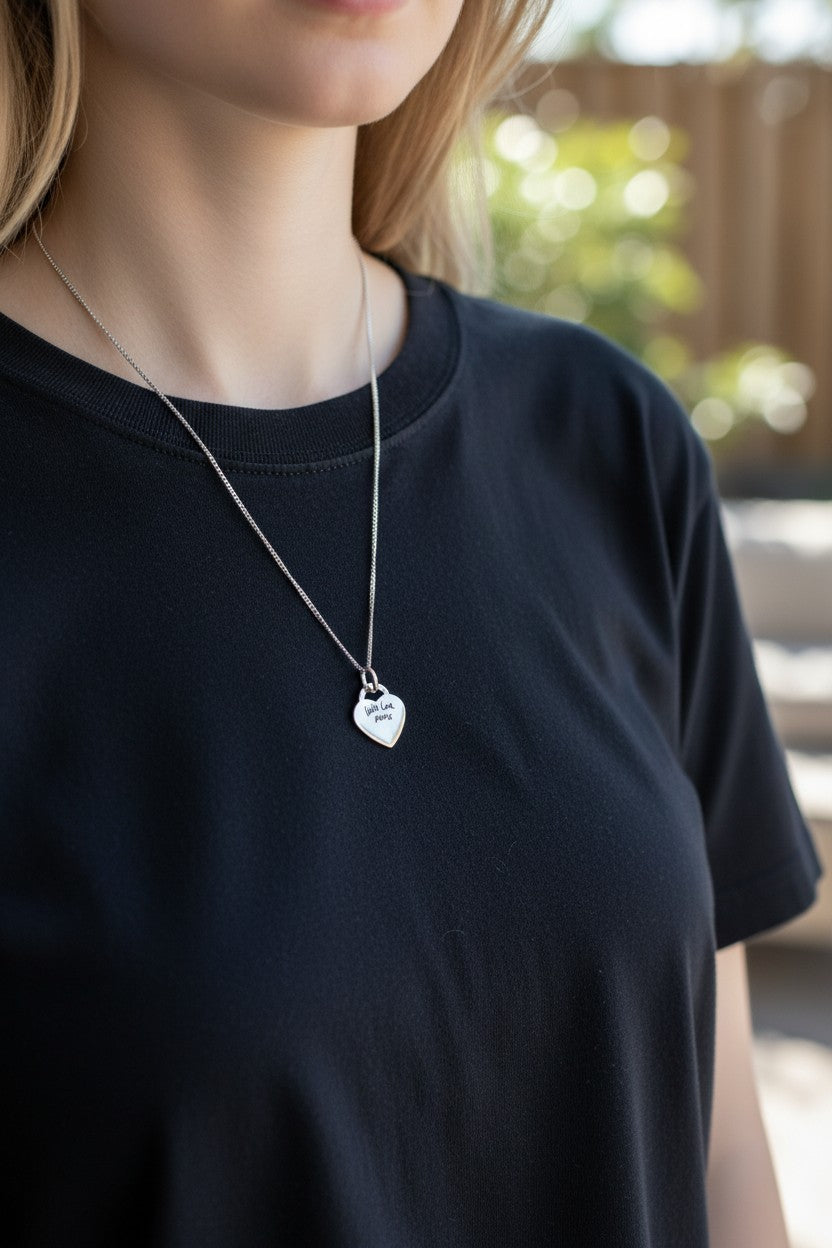 Sterling Silver Personalised Heart Handwriting Necklace
